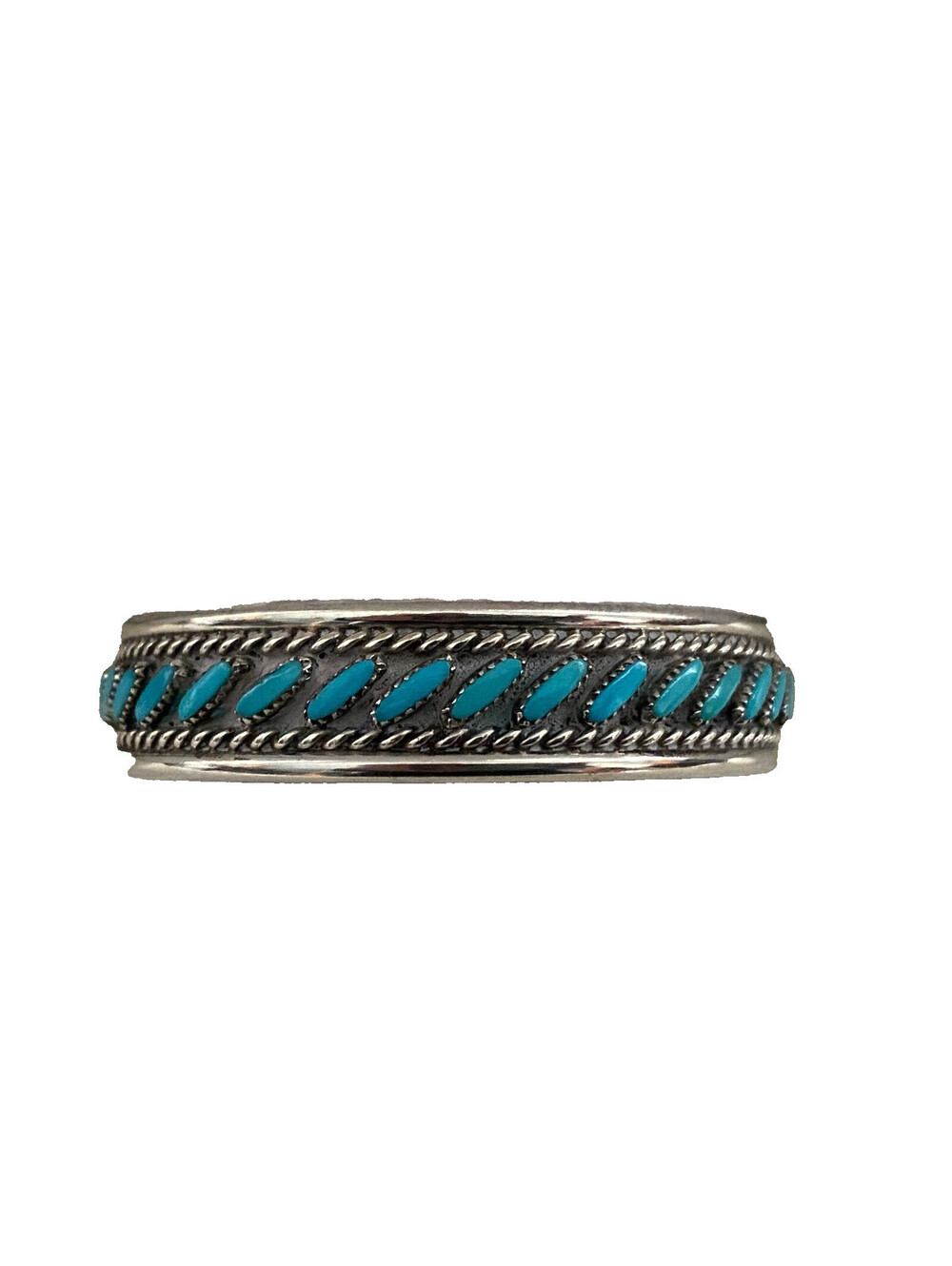 Vintage Zuni MD BESSELENTE Signed Sterling Silver Turquoise Cuff Bracelet